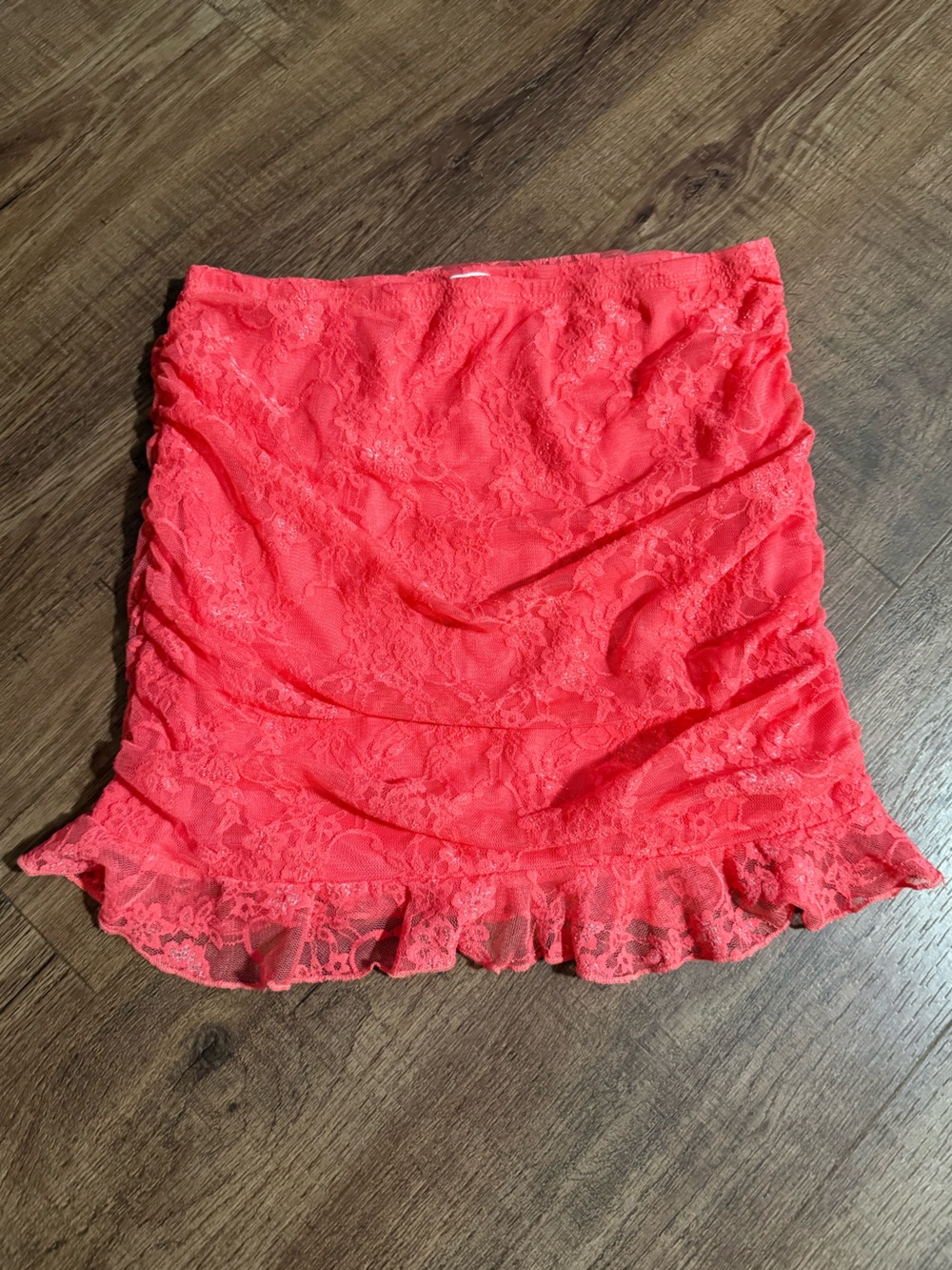 Fashion Nova Coral Lace Ruched Mini Skirt/Tube Top 🌺 - Picture 1 of 9